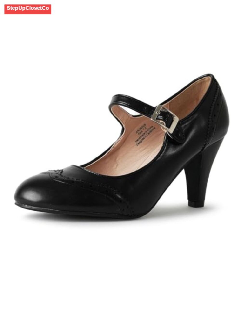 Retro 1950s Mary Jane Oxford Pumps Low Kitten Heel Ankle Strap